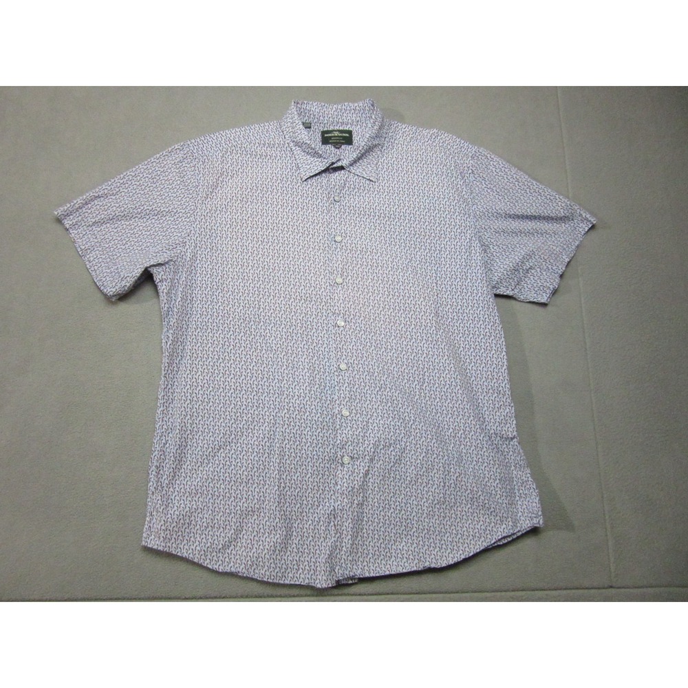 Rodd Gunn Shirt Mens 2XL Blue Parrot Geometric All Over Print Sports Fit